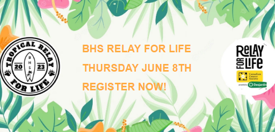 Relay for life poster with a tropical visual features.